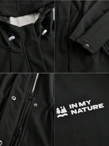 In My Nature In My Nature Outdoor Camping Hiking City Commute Fluorine-Free Water-Repellent Fleece Women Adjustable Waist Hooded Softshell Jacket