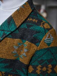 Manfinity Homme 男士几何图案长袖立领夹克外套秋冬季外出轻便彩色图案休闲夹克送给朋友、丈夫、男朋友的礼物 - 彩色 - 查看 4