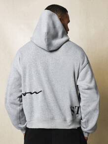SUMWON Studio Dios Designer Signature Collection Oversized Pullover Hoodie Premium Streetwear Statement Athleisure Fall Winter Casual Urban Fashion - Grey - View 2