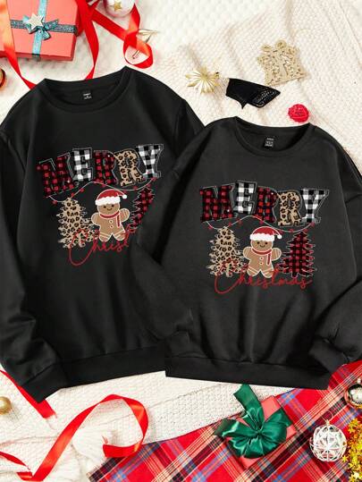 Manfinity Homme 1pc Fashionable Casual Christmas Element Print Loose Fit Drop Shoulder Thick Crew Neck Pullover Sweatshirt For Men