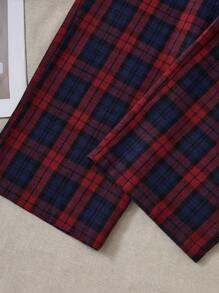 Women's Casual Plaid Elastic Waist Straight Leg Pajama Pants, For Fall, Winter