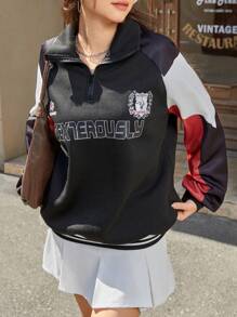 SHEIN Explorewe Vintage American Style Hooded Sweatshirt For Teens, Printed Design Adds Texture And Fashion, Suitable For Outdoor Leisure And Commuting, Autumn/Winter - Multicolor - View 6