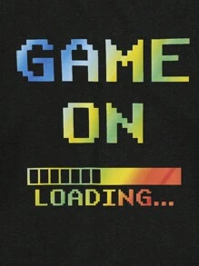 EURMUSE 男式游戏字母印花常规长袖和长裤家居服套装