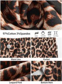 BizChic Quần họa tiết da báo cho nữ, trang phục công sở thanh lịch, màu nâu thích hợp khi đi làm, tiệc Giáng sinh, ngày lễ, lễ tạ ơn, năm mới, - màu nâu - Xem 3