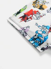 TEENAGE MUTANT NINJA TURTLES | SHEIN Tween Boy 2 件套全身印花撞色腰带平角内裤 - 黑與白 - 查看 3