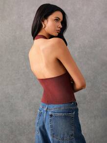 Poéselle 女式纯色单排扣休闲开衫（带挂脖）秋冬款 - 紅色 - 查看 4