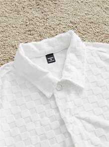 Manfinity VCAY Men 2pcs/Set Knitted Casual Daily Loose Fit Long Sleeve Shirt & Elastic Waist Straight Leg Pants Sports Suit - White - View 4