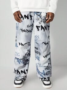 ROMWE MEN Street Life Quần dài vải dù in chữ có dây rút eo đơn giản cho nam - Nhiều màu - Xem 6