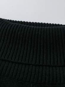 Flirla Plus Regular Fit Contrast Color High Neck Knit Sweater For Women, Sexy Casual Style, Autumn/Winter Knit Pullover Fall - Black - View 5