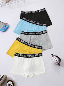 5pcs/Pack Waist Letter Knitted Waistband Boxer Brief Underwear For Young Teen Boy - Multicolor - View 1