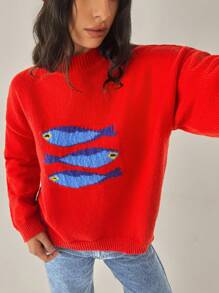 Forever 21 New Years Red Women Sweater Winter Knitted Women Cute Sweater - Red - View 4