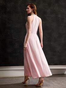 MOTF Soiréza RHINESTONE BEADED TRIM CRISSCROSS HALTER NECK COCKTAIL DRESS WITHOUT BELT