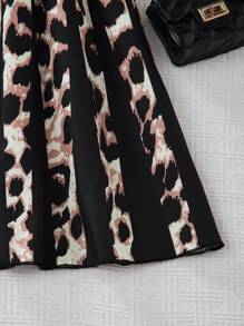 SHEIN 1 chiếc váy xếp ly không tay cổ tròn thời trang cho bé gái - màu đen - Xem 3