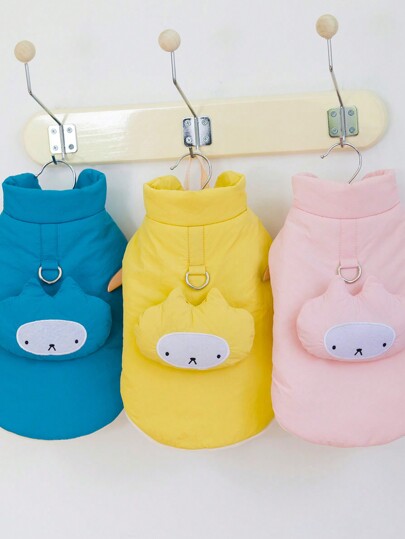 PETSIN Yellow Cute Pet Jacket With Leash, Padded & Warm For Autumn/Winter