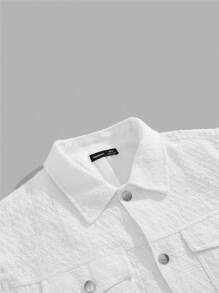 Manfinity VCAY Men's Loose Fit Drop Shoulder Lapel Neck Linen Blend Jacket, Suitable For Autumn, For Fall Winter - White - View 4