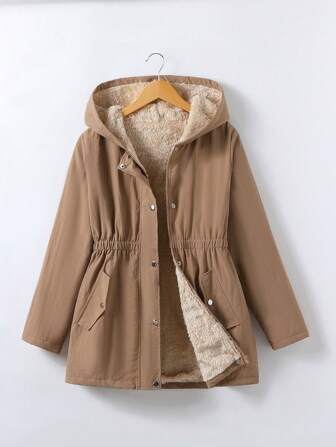 Teen Girls Termofodrad, mellanlång vindjacka i midja med fickor, höst/vinter