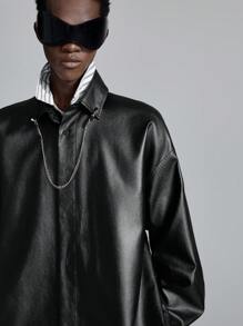 NEON BLANC Chemise à manches longues noir, style de rue pour homme, automne/hiver