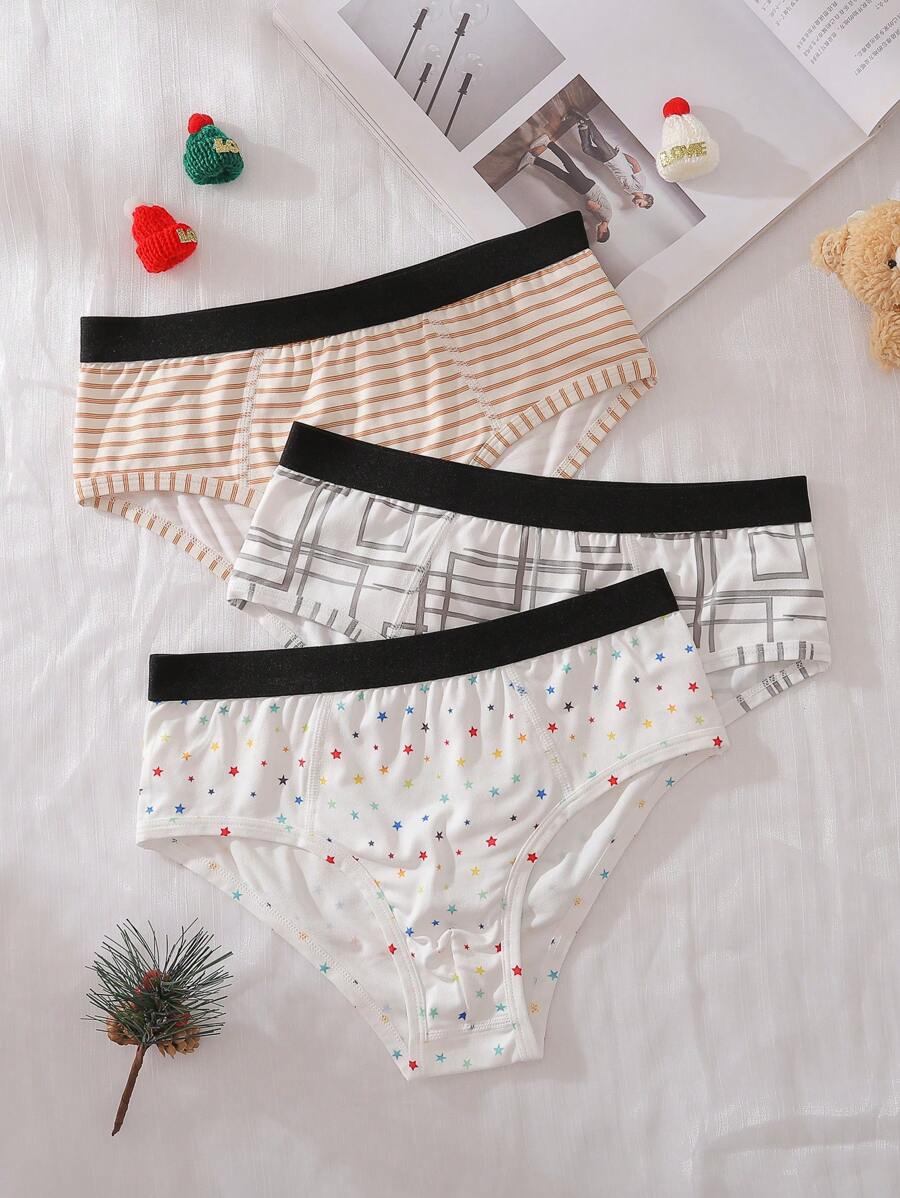 3-Pack Boys' Milk Silk Sea Shell & Starfish Graphic Print Underwear - Yellow - View 1