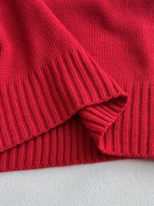 Celure Plus Size Women Fitted Contrast Color Collared Split Sweater Dress, Autumn/Winter For New Year Clothes