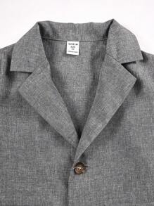 3pcs Young Boys' Leisurely Collegiate Blazer With Lapel, Sleeveless Fitted Vest, And Solid Color Straight Leg Pants Woven Gentleman's Suit, Suitable For Weddings, Christmas Parties, Outings, And Daily Gatherings, Autumn/Winter - Dark Grey - View 5