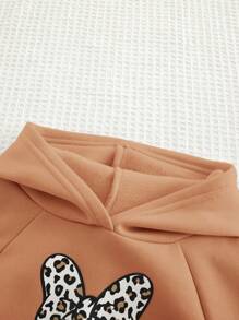 Cozy Pixies 2 Stück/Set Baby Mädchen Herz Grafik Kapuzen Raglan Langarm Pullover Sweatshirt und Trompetenform Hose Set, Herbstbekleidung