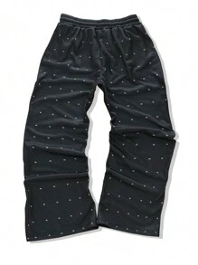 Manfinity EMRG Men's Casual Street Letter & Numeric Print Drawstring Waist Wide-Leg Sweatpants