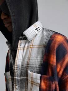 NEON BLANC 男士宽松格纹编织长袖休闲衬衫，红色 - 紅色 - 查看 5