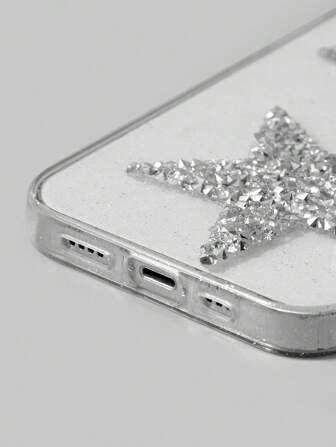 ROMWE Grunge Punk 1 pezzo Custodia per telefono con strass 3D a forma di stella, effetto glitter, compatibile con Apple iPhone 11/12/13/14/15 Pro Max