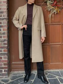 DAZY 1 chiếc áo khoác kaki màu trơn cho nam, mùa thu - Màu Khaki - Xem 5