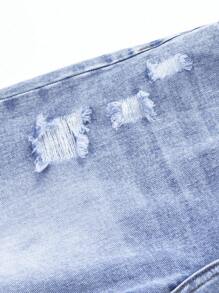 SHEIN Explorewe Tween Girl Minimalist Distressed Washed Straight Leg Jeans,Holiday,Summer,Travel