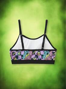 TEENAGE MUTANT NINJA TURTLES | SHEIN Tween Girl 1 件装紫色和黑色棋盘格图案凉爽舒适加垫内衣 - 紫色 - 查看 2