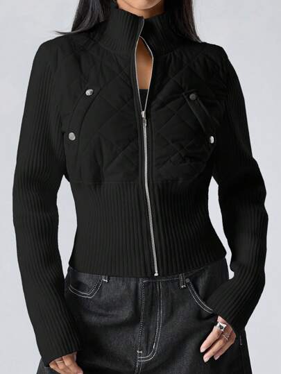 LYSMO 女式休闲纯色立领夹棉大衣，秋冬