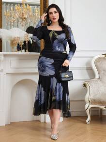 Modelyn Váy dạ hội dài họa tiết hoa cỡ lớn thường ngày, đơn giản và thời trang - Nhiều màu - Xem 1