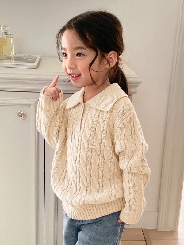 DAZY Kleine Mädchen Pullover mit Polokragen für den Herbst