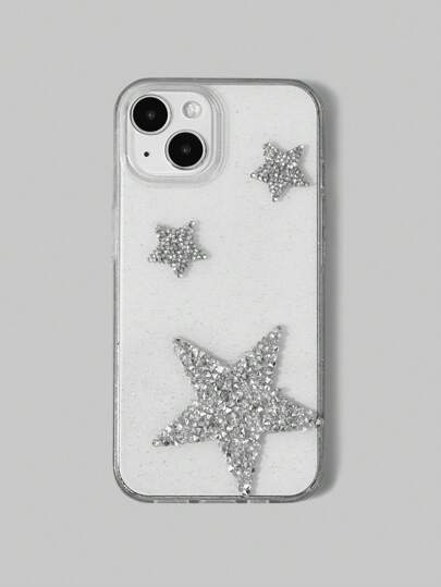 Grunge Punk 1pc 3D Rhinestone Star Glitter Bling Phone Case, Compatible With Apple IPhone 11/12/13/14/15 Pro Max