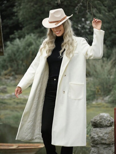 LanaWest Mid-Length Slim Fit Women Coat With Multiple Buttons, Autumn/Winter Fall Cloth For Women