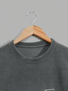 RueChic Men's Comfortable Casual Basic Style Flocked Graphic Home Set - Dark Grey - View 10