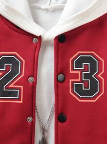 Young Boys Contrast Number Print Patch Pocket Design Jeans, Fashion Casual Wear, Spring/Autumn - Multicolor - View 4