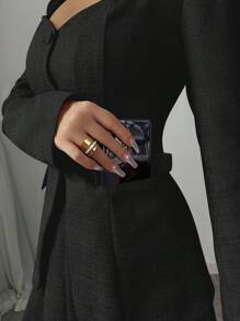 Selianne Women V-Neck Pink Fitted Blazer + Pleated Mini Skirt 2 Pieces Suit Set, Autumn Fall Cloth For Women - Black - View 7