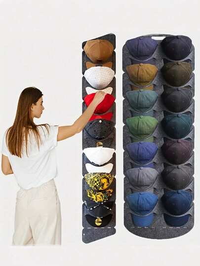 Organizador de sombreros montado en la pared - Perchero de almacenamiento de sombreros de fieltro para armario, viaje, gorras - Estante multiusos ahorra espacio para colgar accesorios