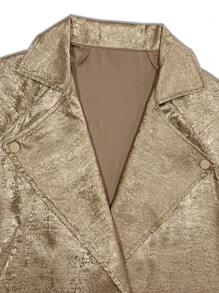 SHEIN LUNE Áo khoác dài màu vàng giản dị cho nữ mặc đi làm vào mùa thu, dự tiệc năm mới - Vàng - Xem 6