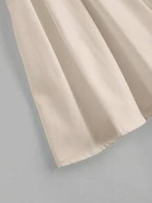 SHEIN EZwear 编织褶皱女式纯色休闲百搭 A 字裙