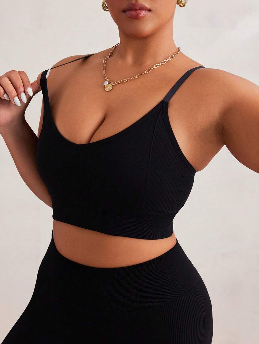 Easithlete Plus Size Women Solid Color Sporty Brassiere