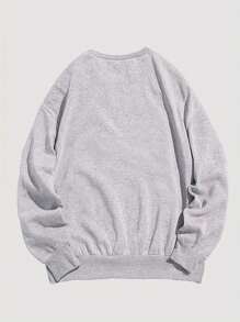 SHEIN LUNE Áo nỉ cổ tròn dài tay in hình cây thông Noel cỡ lớn cho nữ, mùa thu/đông - Xám - Xem 2