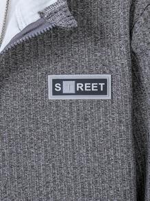 SHEIN Teen Boys Letter Patched Detail Teddy Lined Hooded Jacket Without Tee