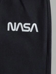 RueChic 2pcs Men Comfortable Casual English Text Print Lounge Pants Set - Multicolor - View 8