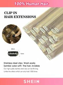 Clip In Hair Extensions Real Human Hair 70g 7pcs Human Hair Clip In Extensions Straight Real Hair Extensions Clip In Human Hair Halloween Costumes - S18/613 - View 3