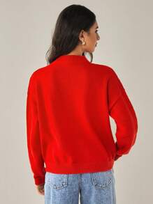 Forever 21 New Years Red Women Sweater Winter Knitted Women Cute Sweater - Red - View 2