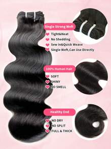 Density Pro 1PC 60g Premium Body Wave Human Hair Bundles Single Weft Unprocessed Raw Hair Extensions For Women - SNatural - View 5