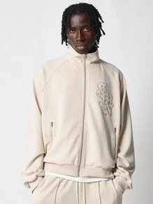 SUMWON Conjunto coordinado de lujo deportivo de chaqueta con cremallera completa y pantalones a juego, ropa deportiva clásica, ropa urbana de moda para entrenamiento de invierno y tiempo libre